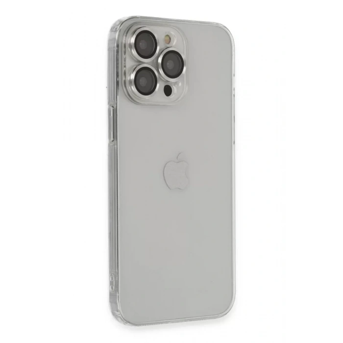 USLUCAN ALIŞVERİŞ Apple iPhone 13 Pro Max Kılıf Luko Lens Silikon - Gümüş