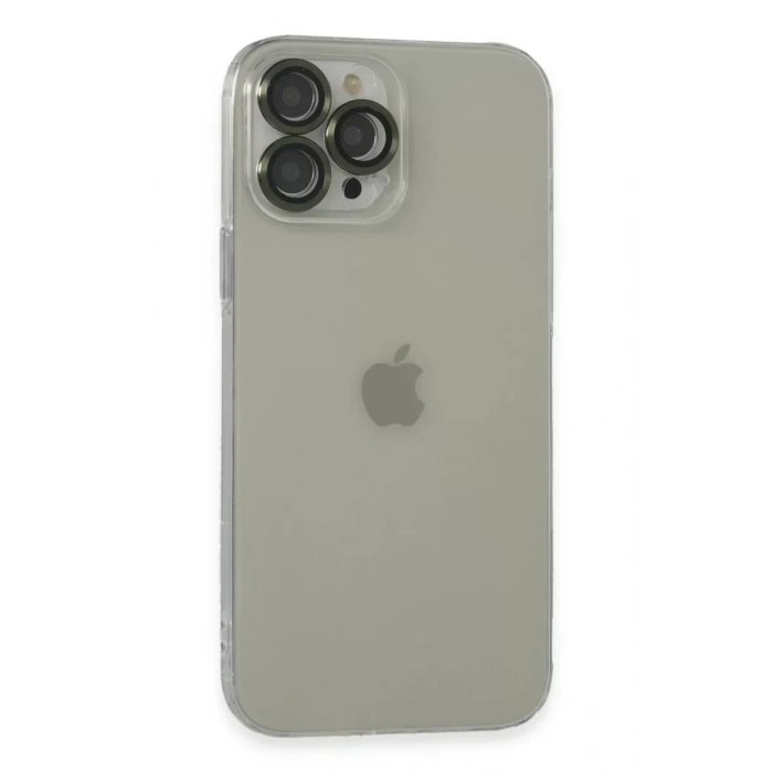 USLUCAN ALIŞVERİŞ Apple iPhone 13 Pro Max Kılıf Luko Lens Silikon - Yeşil