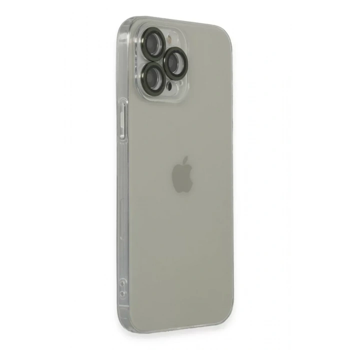 USLUCAN ALIŞVERİŞ Apple iPhone 13 Pro Max Kılıf Luko Lens Silikon - Yeşil