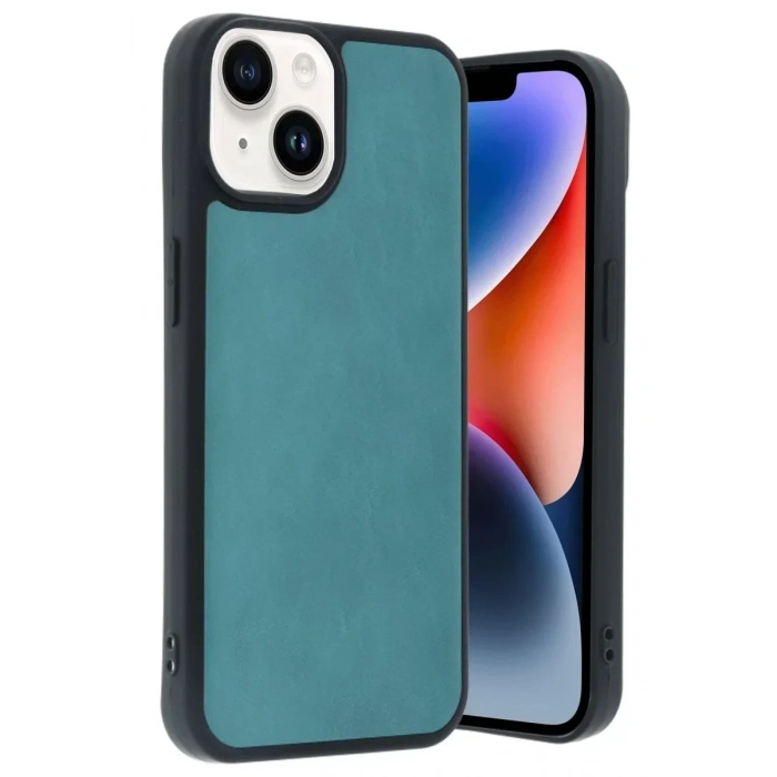 USLUCAN ALIŞVERİŞ Apple iPhone 14 Kılıf Aras Deri Kapak - Açık Yeşil