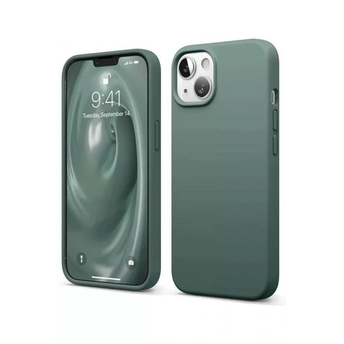 USLUCAN ALIŞVERİŞ Apple iPhone 14 Kılıf First Silikon - Koyu Yeşil