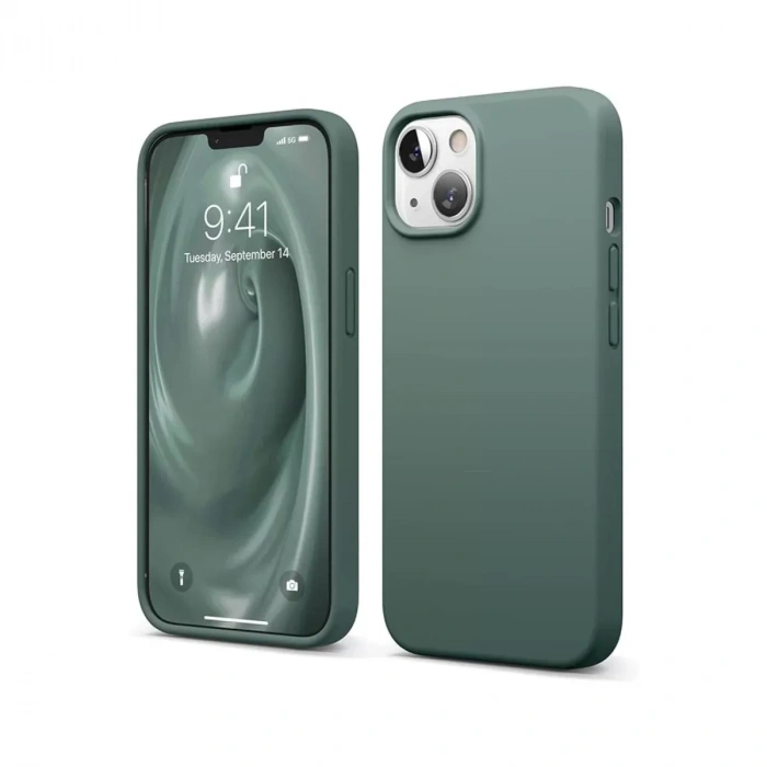 USLUCAN ALIŞVERİŞ Apple iPhone 14 Kılıf First Silikon - Koyu Yeşil