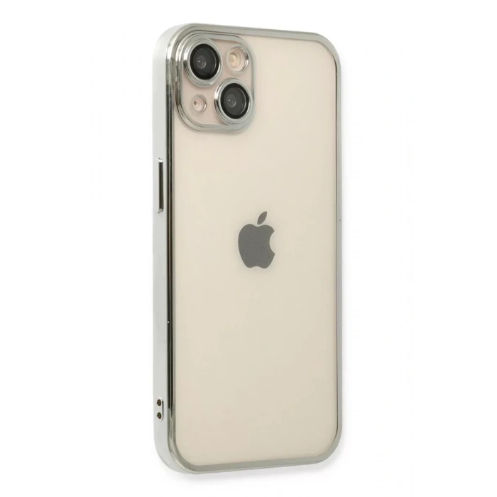 USLUCAN ALIŞVERİŞ Apple iPhone 14 Kılıf Lensli Silikon - Gümüş