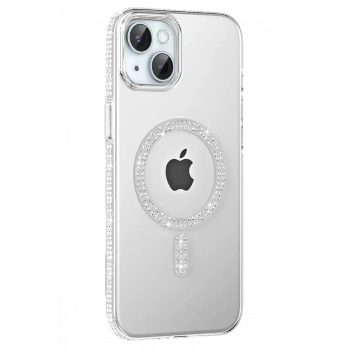 USLUCAN ALIŞVERİŞ Apple iPhone 14 Move Taşlı Magsafe Kapak - Natural Grey
