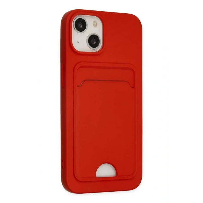 USLUCAN ALIŞVERİŞ Apple iPhone 14 Plus Kılıf Kelvin Kartvizitli Silikon - Kırmızı