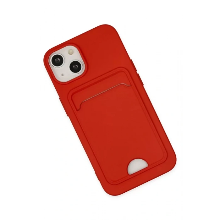 USLUCAN ALIŞVERİŞ Apple iPhone 14 Plus Kılıf Kelvin Kartvizitli Silikon - Kırmızı