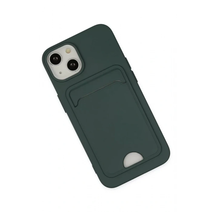 USLUCAN ALIŞVERİŞ Apple iPhone 14 Plus Kılıf Kelvin Kartvizitli Silikon - Koyu Yeşil