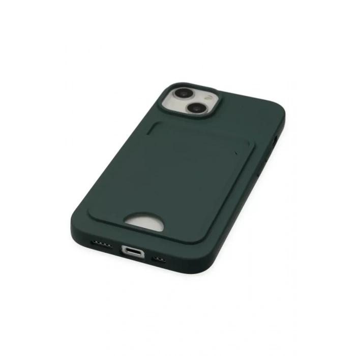 USLUCAN ALIŞVERİŞ Apple iPhone 14 Plus Kılıf Kelvin Kartvizitli Silikon - Koyu Yeşil