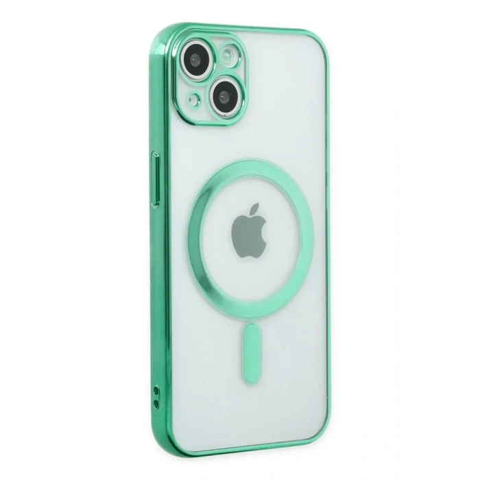 USLUCAN ALIŞVERİŞ Apple iPhone 14 Plus Kılıf Magneticsafe Lazer Silikon - Haki Yeşil