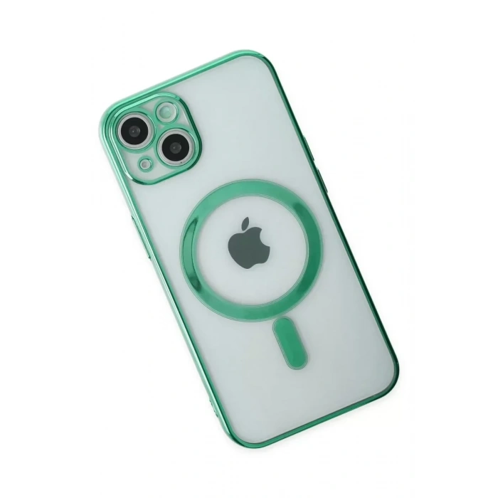 USLUCAN ALIŞVERİŞ Apple iPhone 14 Plus Kılıf Magneticsafe Lazer Silikon - Haki Yeşil