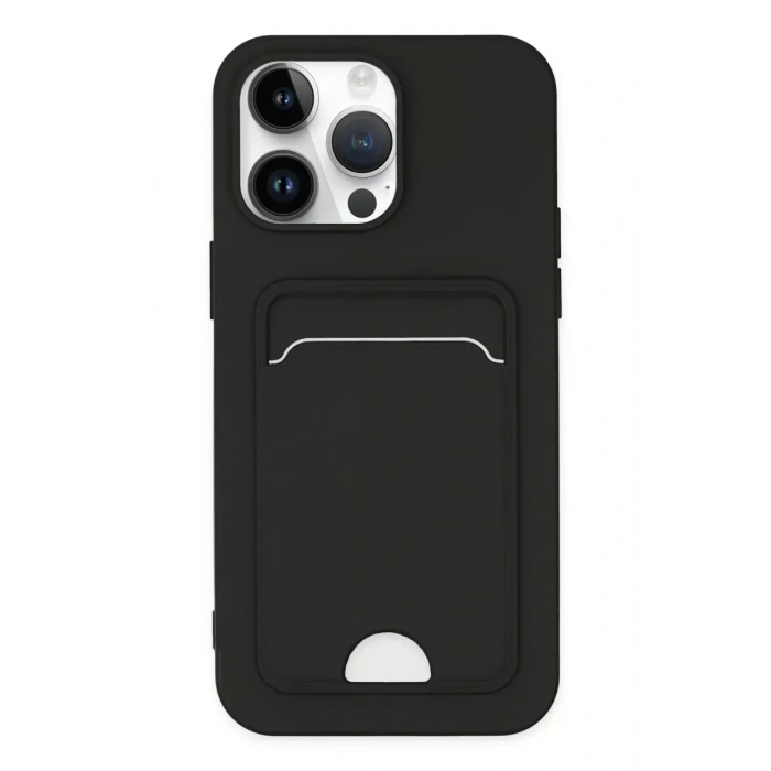 USLUCAN ALIŞVERİŞ Apple iPhone 14 Pro Kılıf Kelvin Kartvizitli Silikon - Siyah