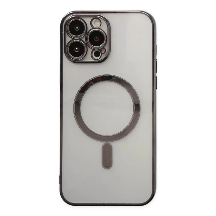 USLUCAN ALIŞVERİŞ Apple iPhone 14 Pro Kılıf Magneticsafe Lazer Silikon - Siyah