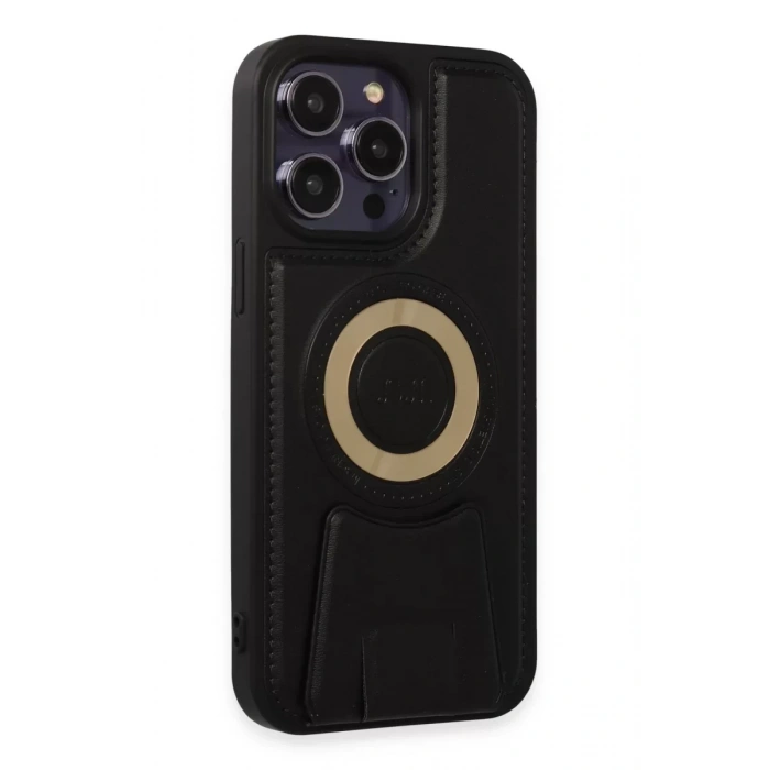 USLUCAN ALIŞVERİŞ Apple iPhone 14 Pro Kılıf Merkür Magneticsafe Standlı Kapak - Siyah
