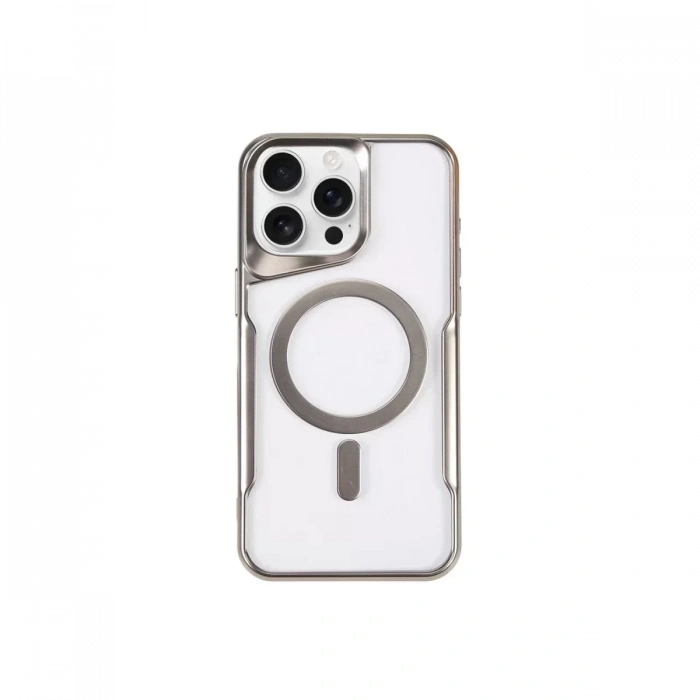 USLUCAN ALIŞVERİŞ Apple iPhone 14 Pro Max Kılıf Boyi Magsafe Silikon Kapak - Gümüş