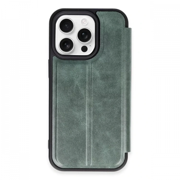 USLUCAN ALIŞVERİŞ Apple iPhone 14 Pro Max Kılıf Flip Cover - Koyu Yeşil