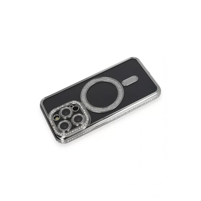 USLUCAN ALIŞVERİŞ Apple iPhone 14 Pro Max Kılıf Joke Simli Magneticsafe Kılıf - Gri