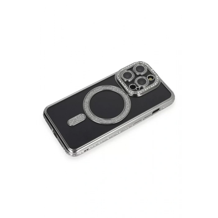 USLUCAN ALIŞVERİŞ Apple iPhone 14 Pro Max Kılıf Joke Simli Magneticsafe Kılıf - Gri
