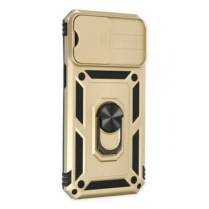 USLUCAN ALIŞVERİŞ Apple iPhone 14 Pro Max Kılıf Pars Lens Yüzüklü Silikon - Gold