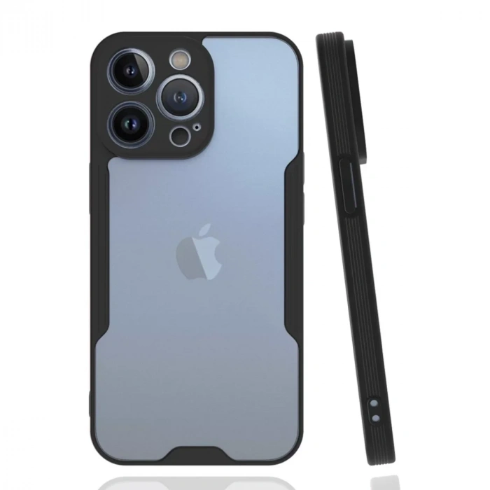 USLUCAN ALIŞVERİŞ Apple iPhone 14 Pro Max Kılıf Platin Silikon - Siyah