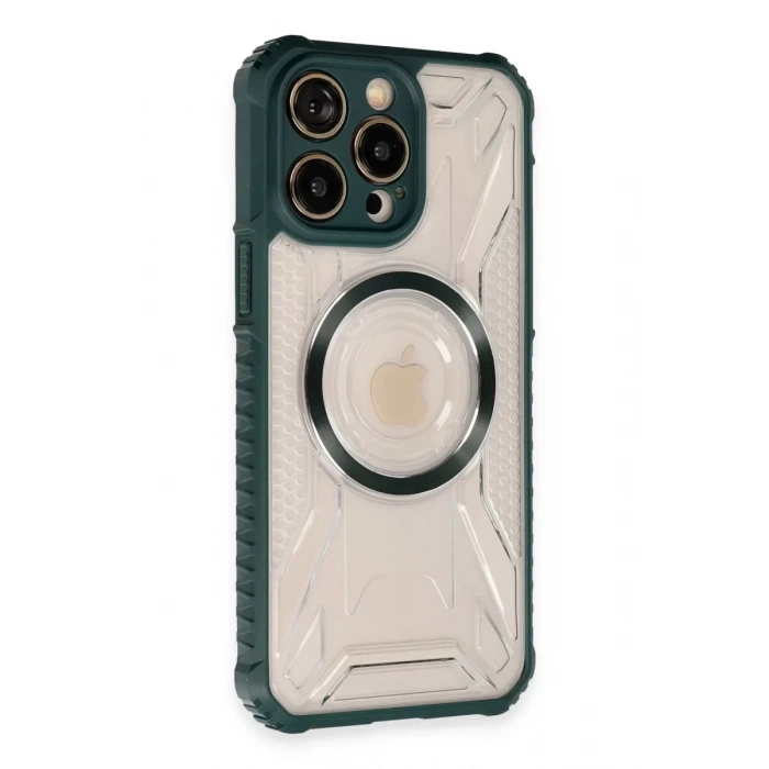 USLUCAN ALIŞVERİŞ Apple iPhone 14 Pro Max Kılıf Prag Magneticsafe Kapak - Koyu Yeşil
