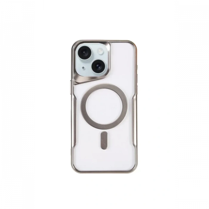 USLUCAN ALIŞVERİŞ Apple iPhone 15 Plus Kılıf Boyi Magsafe Silikon Kapak - Gümüş