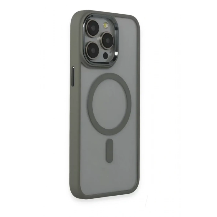 USLUCAN ALIŞVERİŞ Apple iPhone 15 Pro Max Kılıf Room Magneticsafe Silikon - Gri