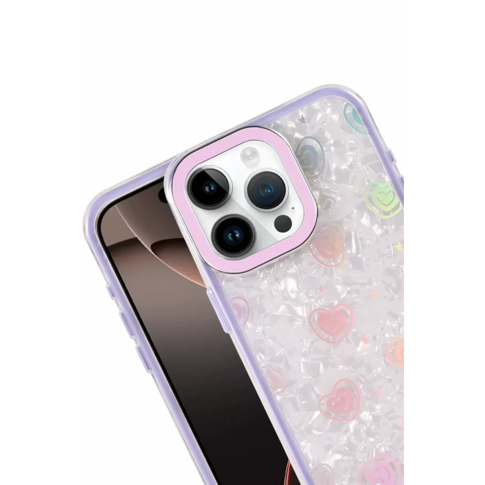 USLUCAN ALIŞVERİŞ Apple iPhone 15 Pro Max Lumi Desenli Kapak - Mor