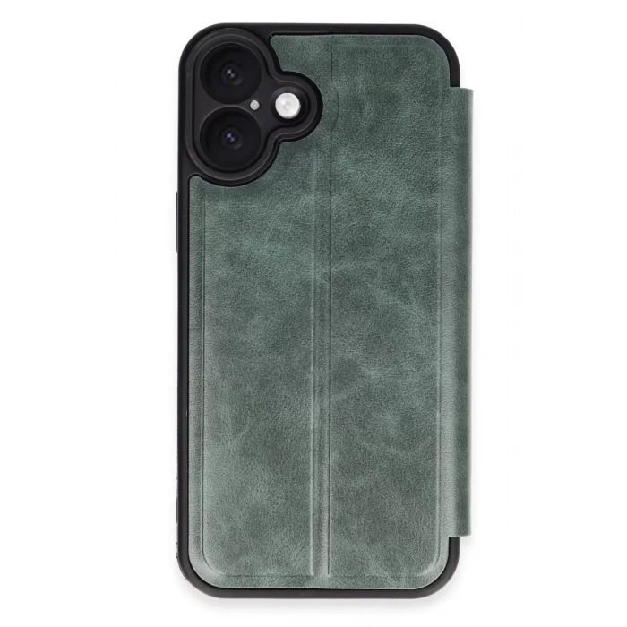 USLUCAN ALIŞVERİŞ Apple iPhone 16 Kılıf Flip Cover - Koyu Yeşil