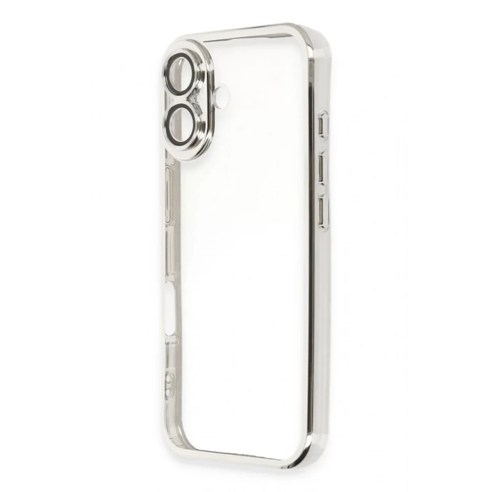 USLUCAN ALIŞVERİŞ Apple iPhone 16 Kılıf Lensli Silikon - Gümüş