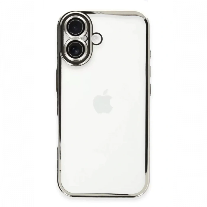 USLUCAN ALIŞVERİŞ Apple iPhone 16 Kılıf Lensli Silikon - Gümüş