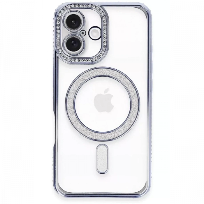 USLUCAN ALIŞVERİŞ Apple iPhone 16 Plus Kılıf Joke Simli Magneticsafe Kılıf - Mavi