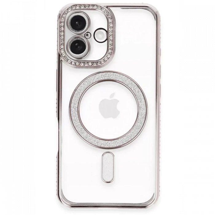 USLUCAN ALIŞVERİŞ Apple iPhone 16 Plus Kılıf Joke Simli Magneticsafe Kılıf - Pembe