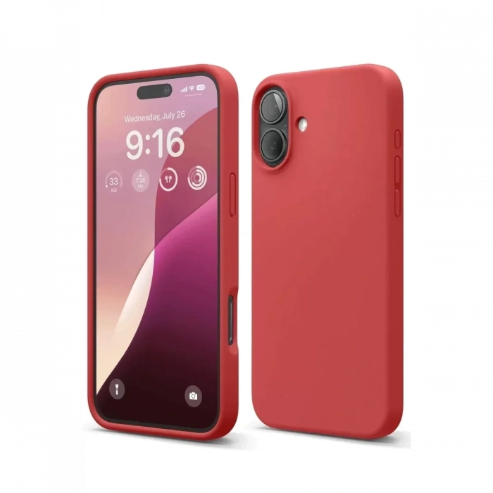 USLUCAN ALIŞVERİŞ Apple iPhone 16 Plus Kılıf Nano içi Kadife Silikon - Kırmızı