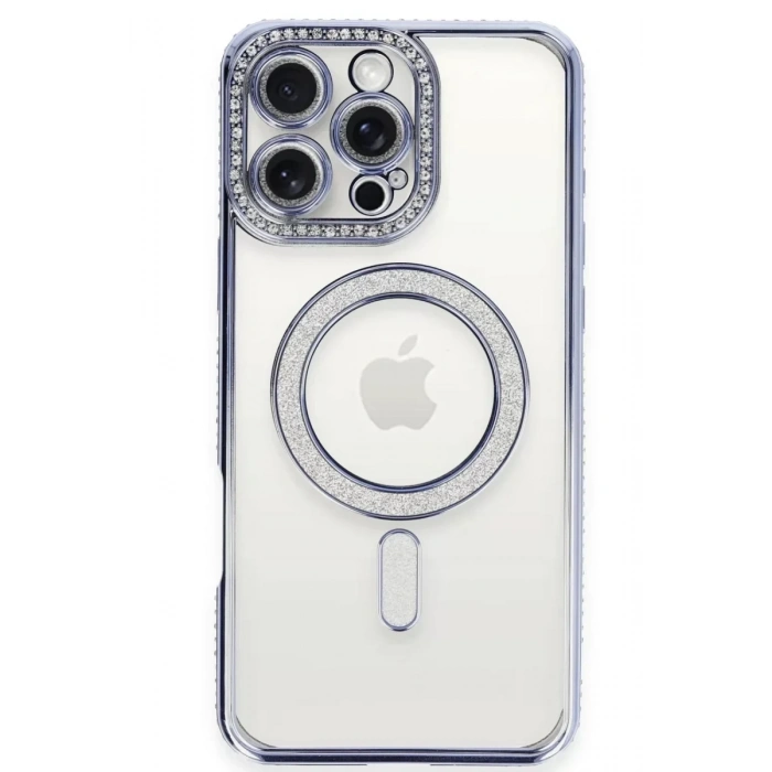 USLUCAN ALIŞVERİŞ Apple iPhone 16 Pro Kılıf Joke Simli Magneticsafe Kılıf - Mavi