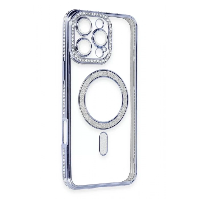 USLUCAN ALIŞVERİŞ Apple iPhone 16 Pro Kılıf Joke Simli Magneticsafe Kılıf - Mavi