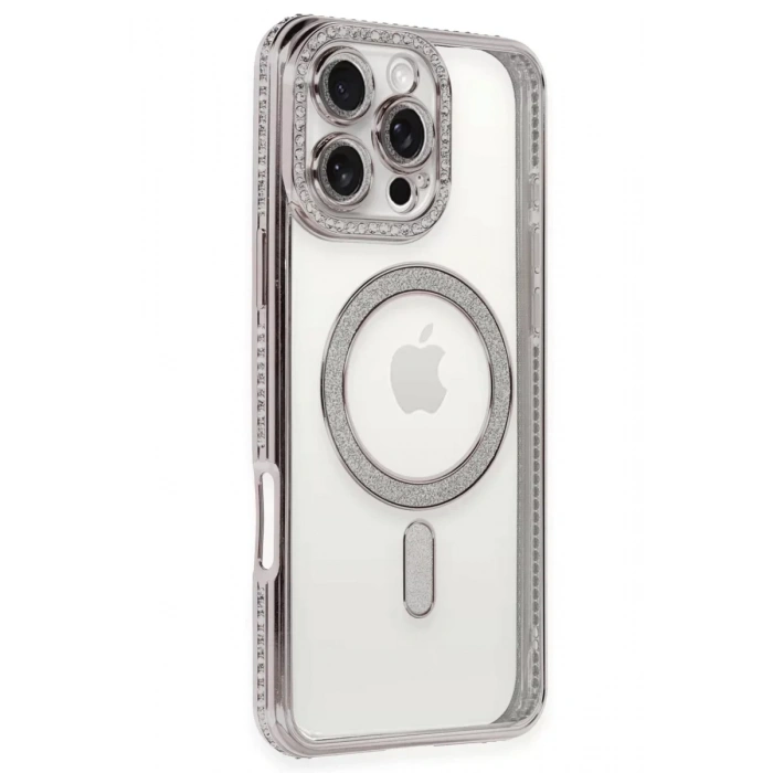 USLUCAN ALIŞVERİŞ Apple iPhone 16 Pro Kılıf Joke Simli Magneticsafe Kılıf - Pembe
