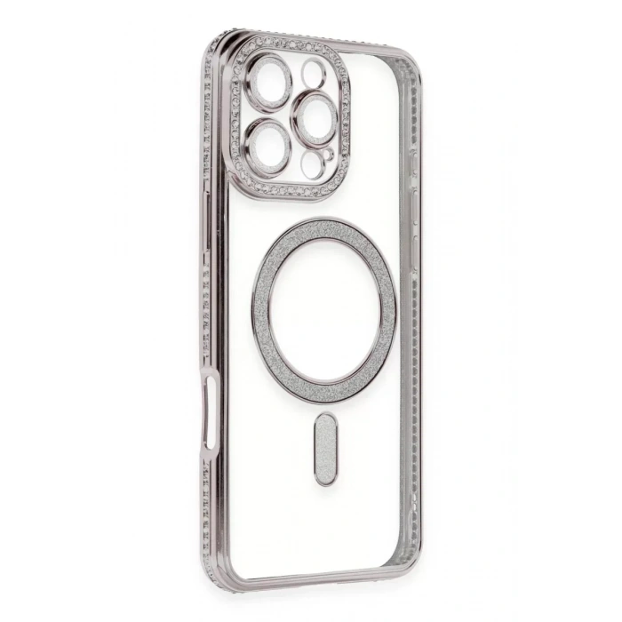 USLUCAN ALIŞVERİŞ Apple iPhone 16 Pro Kılıf Joke Simli Magneticsafe Kılıf - Pembe