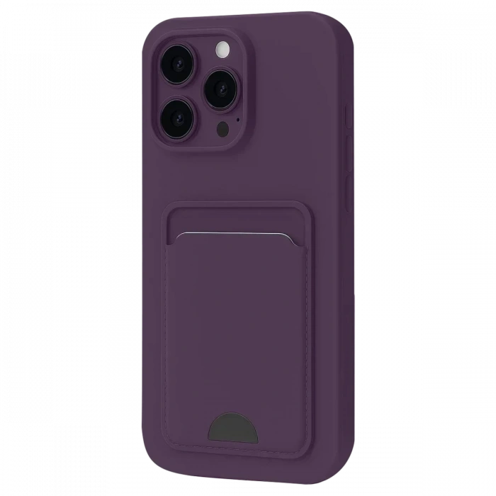 USLUCAN ALIŞVERİŞ Apple iPhone 16 Pro Kılıf Kelvin Kartvizitli Silikon - Derin Mor