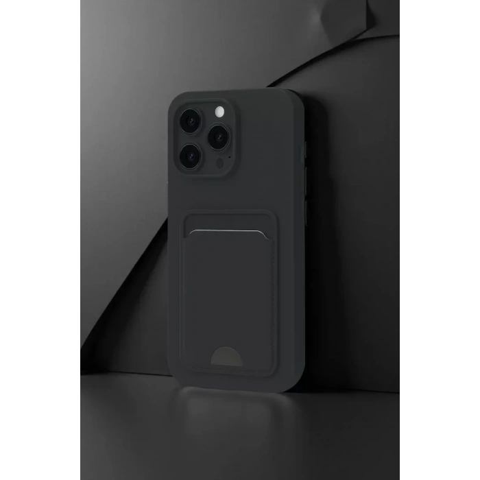 USLUCAN ALIŞVERİŞ Apple iPhone 16 Pro Kılıf Kelvin Kartvizitli Silikon - Siyah