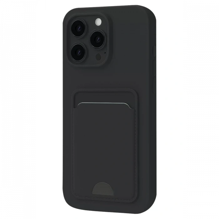 USLUCAN ALIŞVERİŞ Apple iPhone 16 Pro Kılıf Kelvin Kartvizitli Silikon - Siyah