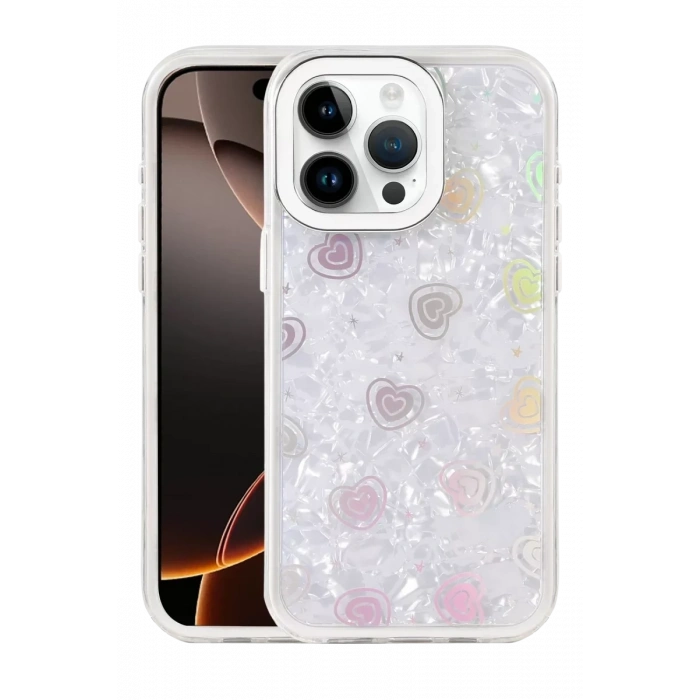 USLUCAN ALIŞVERİŞ Apple iPhone 16 Pro Lumi Desenli Kapak - Beyaz