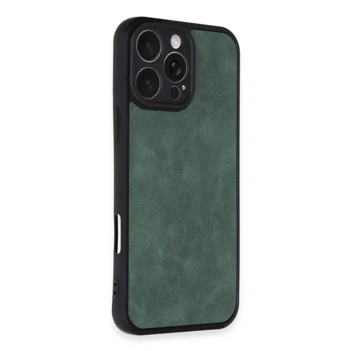 USLUCAN ALIŞVERİŞ Apple iPhone 16 Pro Max Kılıf Aras Deri Kapak - Koyu Yeşil