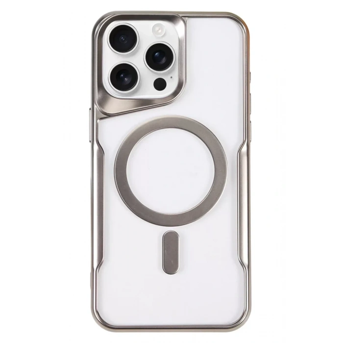 USLUCAN ALIŞVERİŞ Apple iPhone 16 Pro Max Kılıf Boyi Magsafe Silikon Kapak - Gümüş
