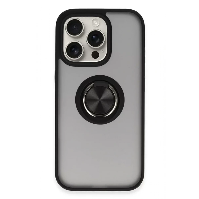 USLUCAN ALIŞVERİŞ Apple iPhone 16 Pro Max Kılıf Montreal Yüzüklü Silikon Kapak - Siyah