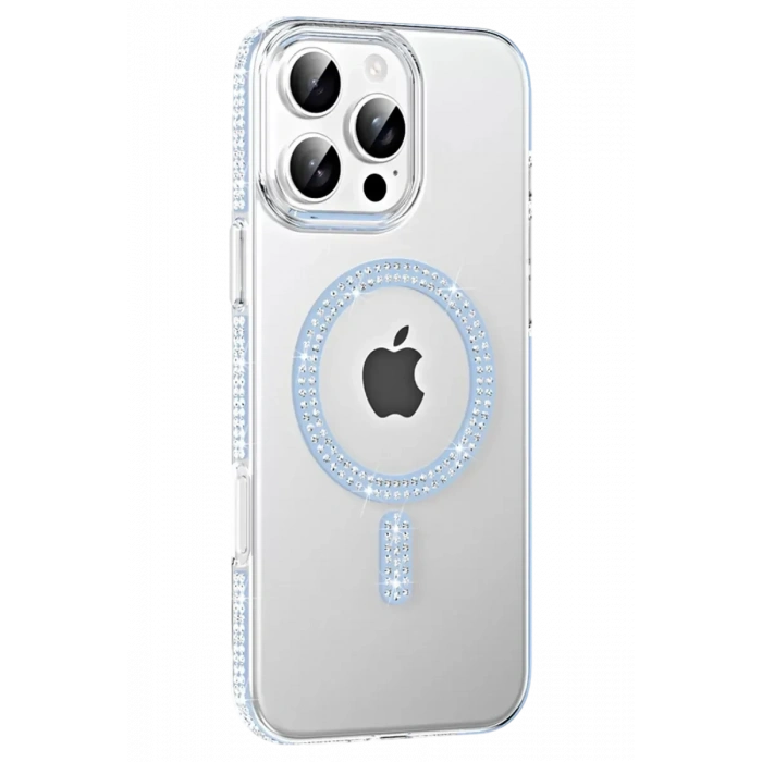 USLUCAN ALIŞVERİŞ Apple iPhone 16 Pro Max Move Taşlı Magsafe Kapak - Mavi