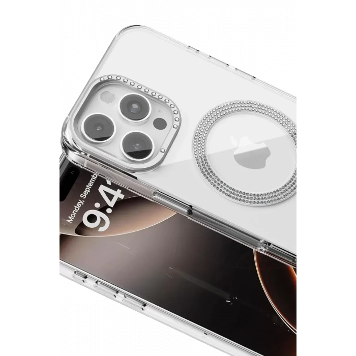 USLUCAN ALIŞVERİŞ Apple iPhone 16 Pro Max Tash Diamond Magsafe Kapak - Beyaz