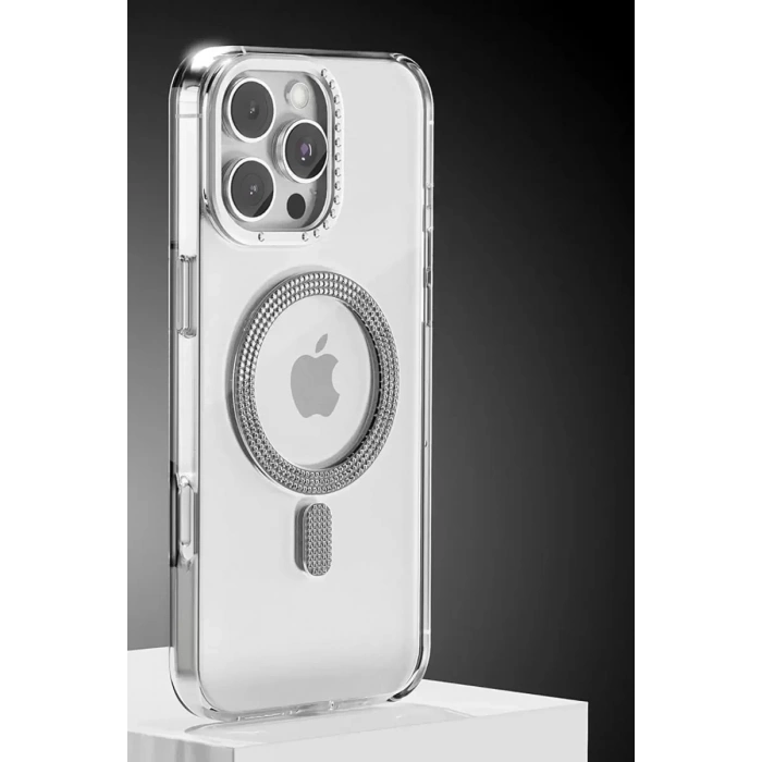 USLUCAN ALIŞVERİŞ Apple iPhone 16 Pro Max Tash Diamond Magsafe Kapak - Beyaz