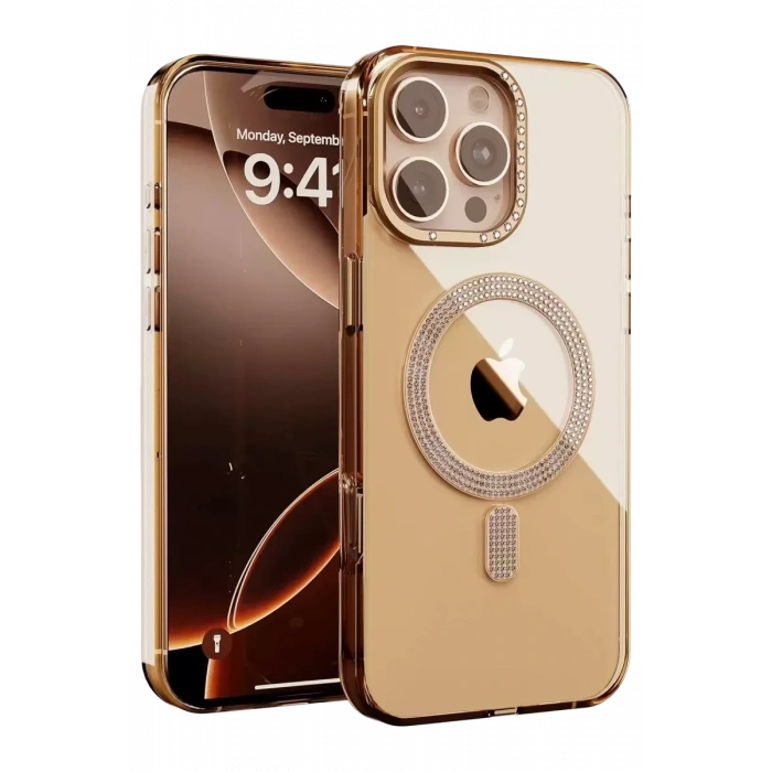 USLUCAN ALIŞVERİŞ Apple iPhone 16 Pro Max Tash Diamond Magsafe Kapak - Gold