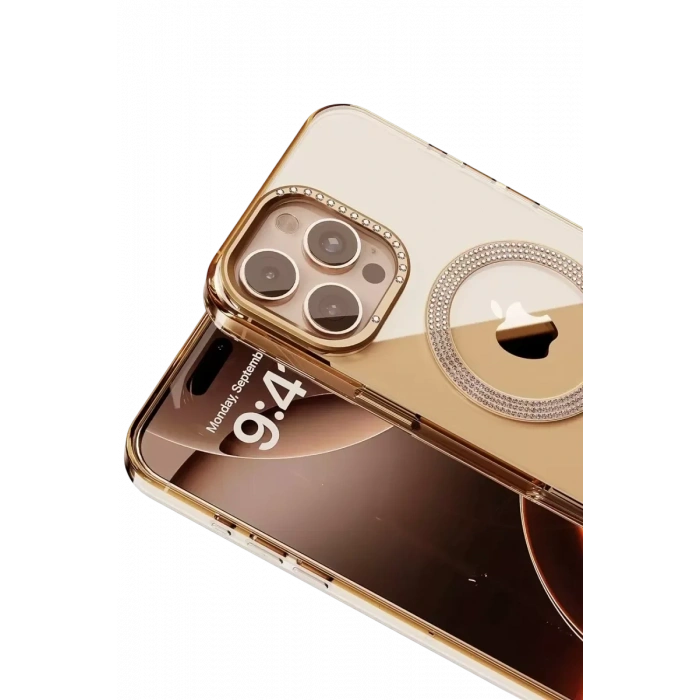 USLUCAN ALIŞVERİŞ Apple iPhone 16 Pro Max Tash Diamond Magsafe Kapak - Gold