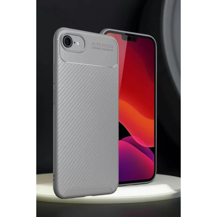 USLUCAN ALIŞVERİŞ Apple iPhone 16E Kılıf Auto Focus Karbon Kapak - Gri